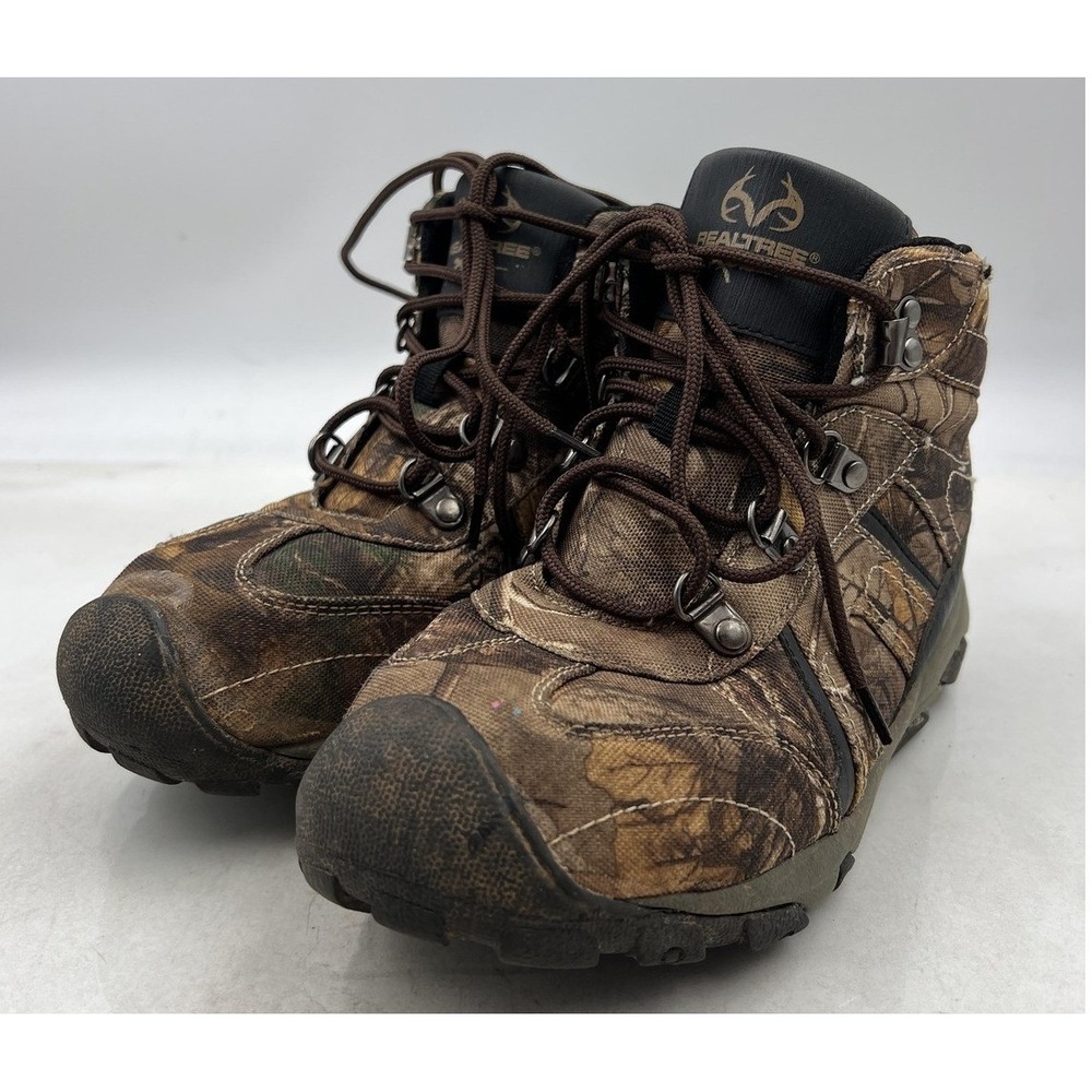 Realtree Xtra Boots Shoes Boys Size 5 Camouflage Hiking Outdoor Trail Brown Camo